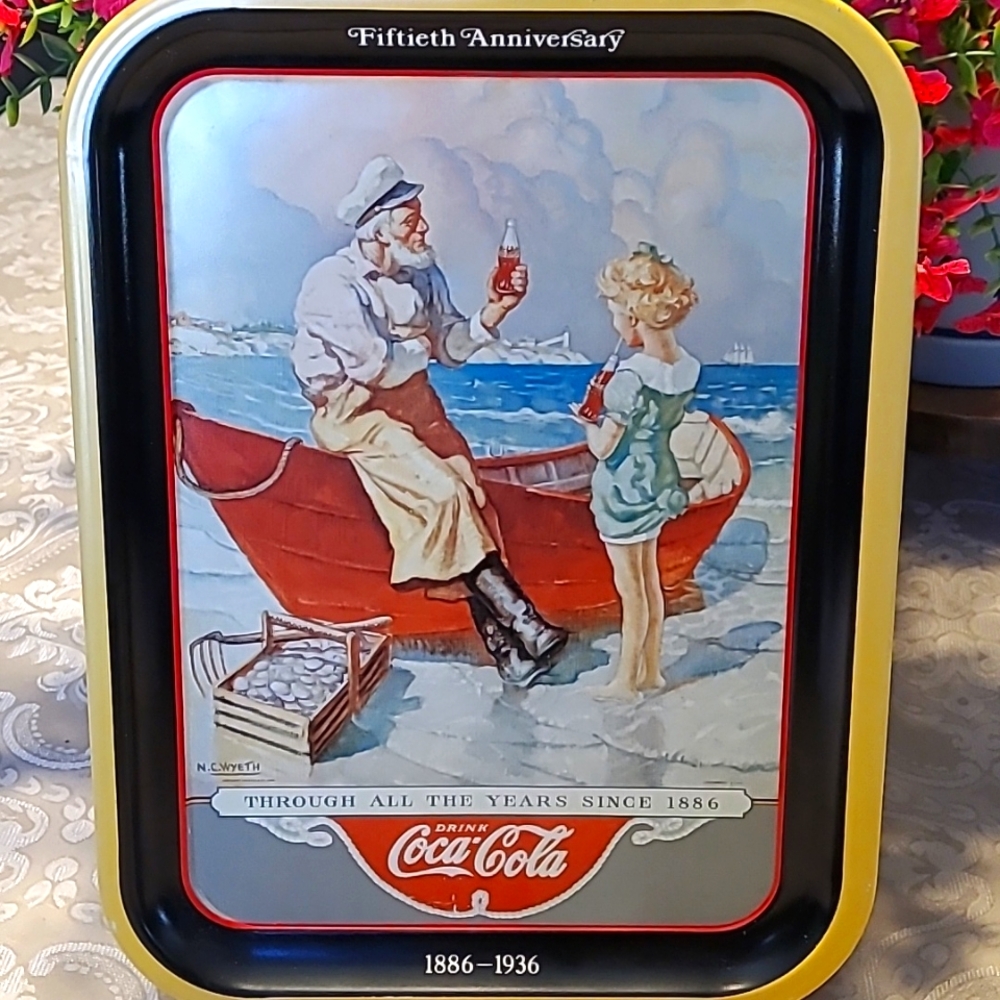 1987 Coca-Cola Metal Tray "Sea Captain"
